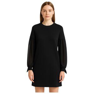 Sisley Large Black Long Chiffon Sleeve Sweatshirt Tunic Dress